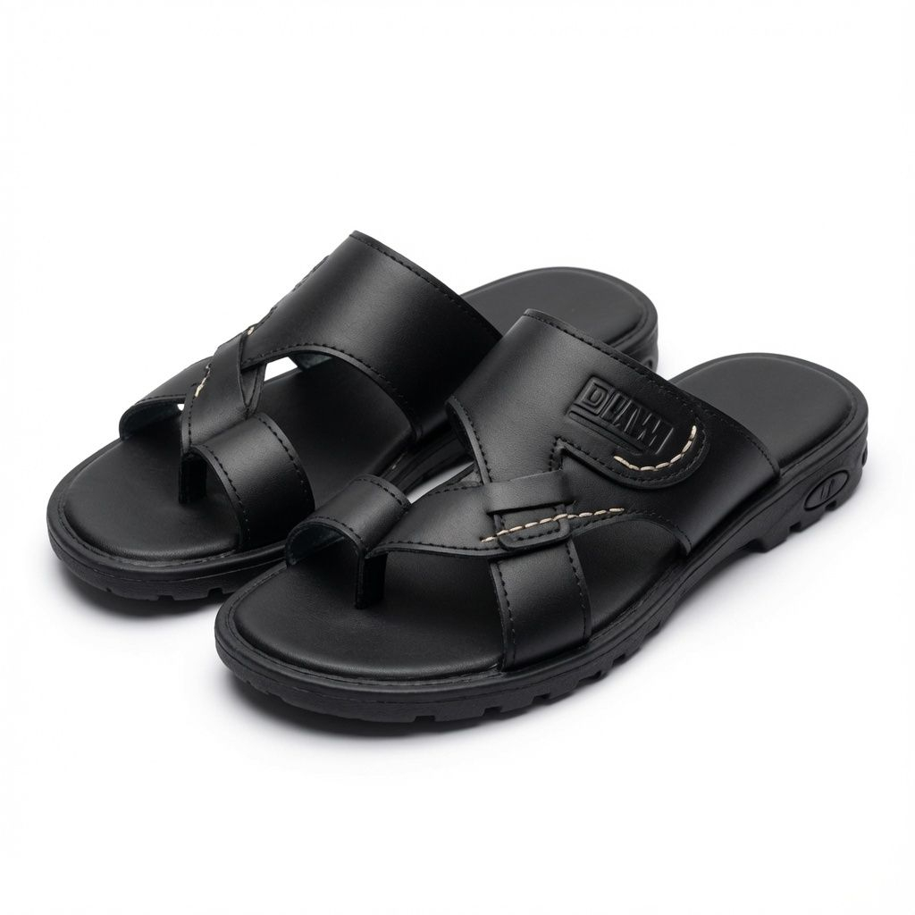 Black Double Strap Comfort Slide Sandals